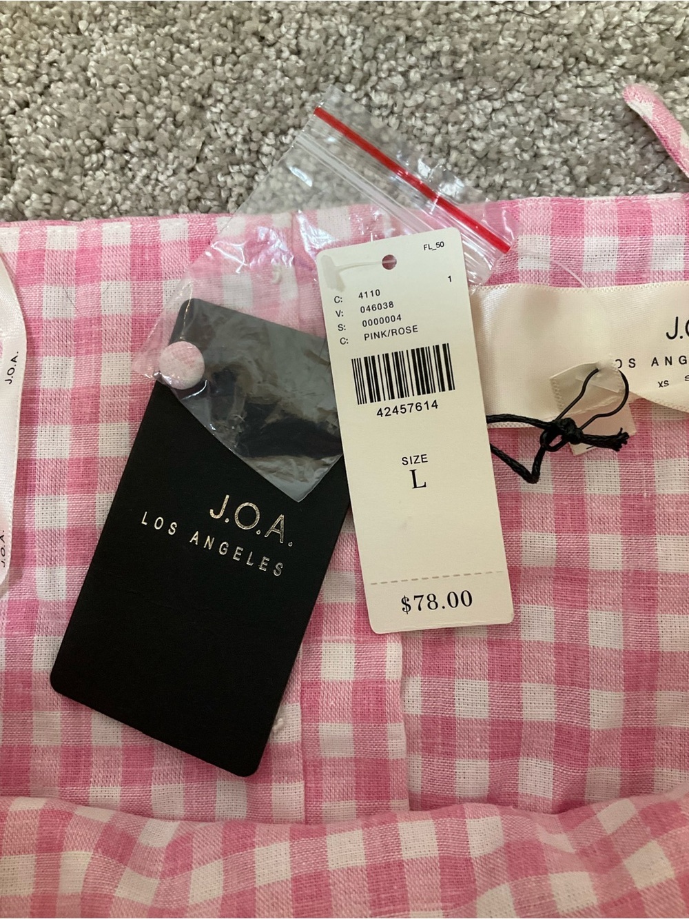 NWT J.O.A. Pink Gingham Bow Halter Crop Top Size Large - Picture 5 of 5